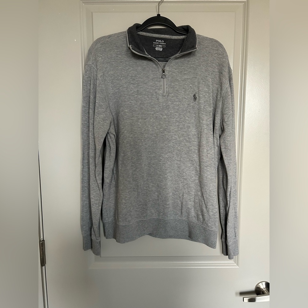 Polo by Ralph Lauren Men's Soft Touch  Light Gray Half-Zip Sweater